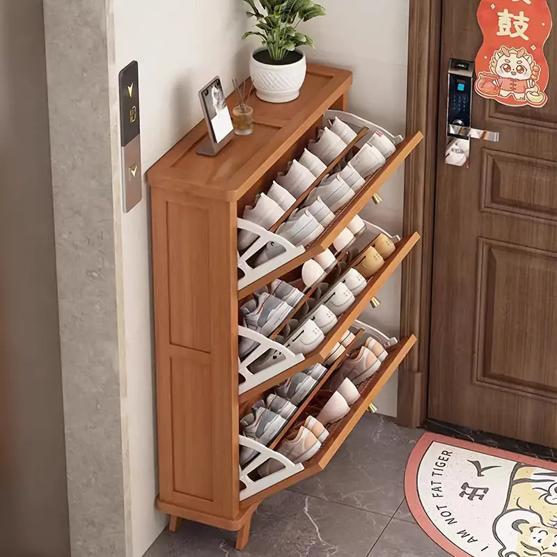 Zapatero de bambú de 3 puertas